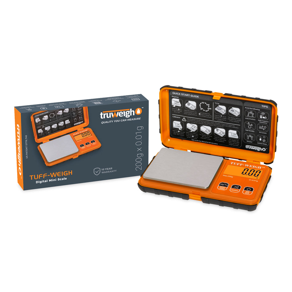 Truweigh Tuff-Weigh Digital Mini Scale - 200g x 0.01g - Orange/Black