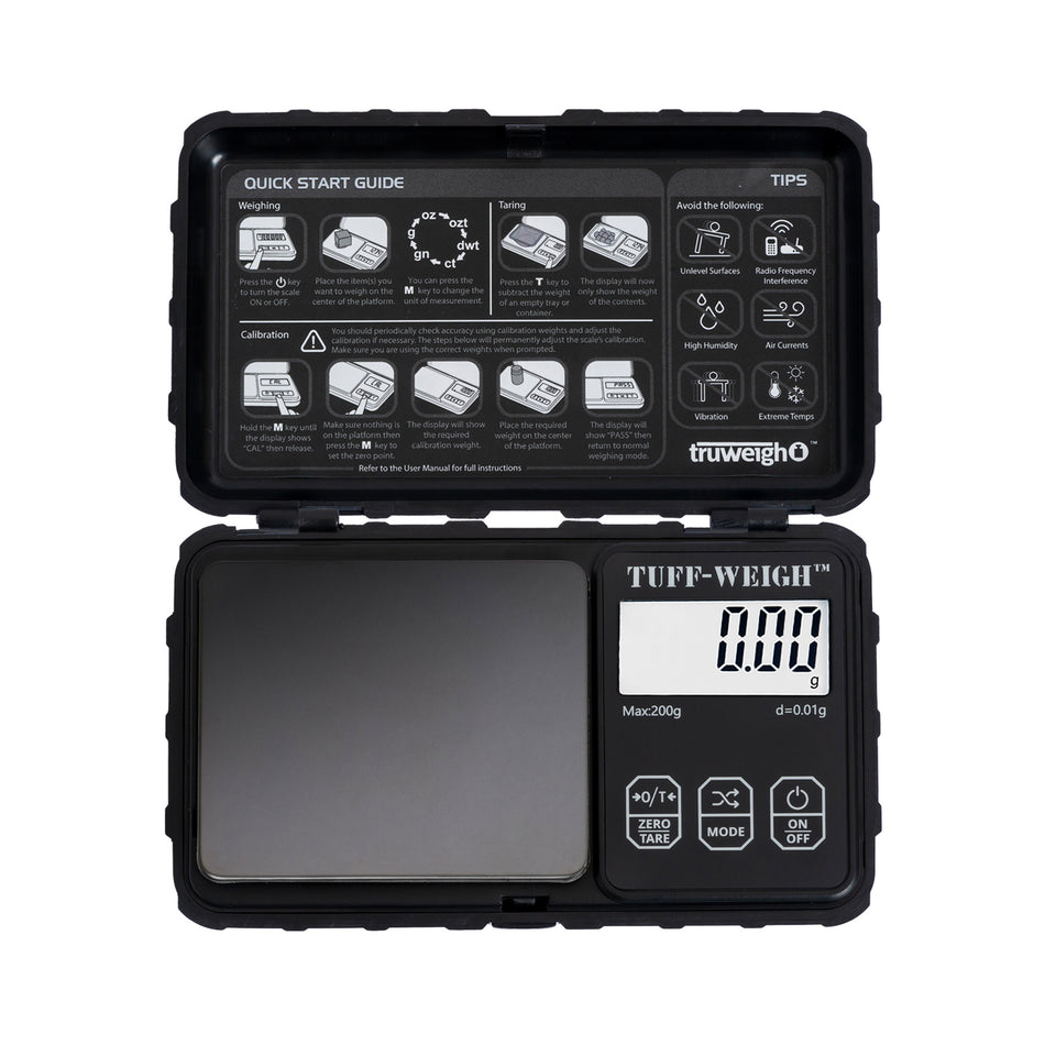 Truweigh Tuff-Weigh Digital Mini Scale - 200g x 0.01g - Black/Black