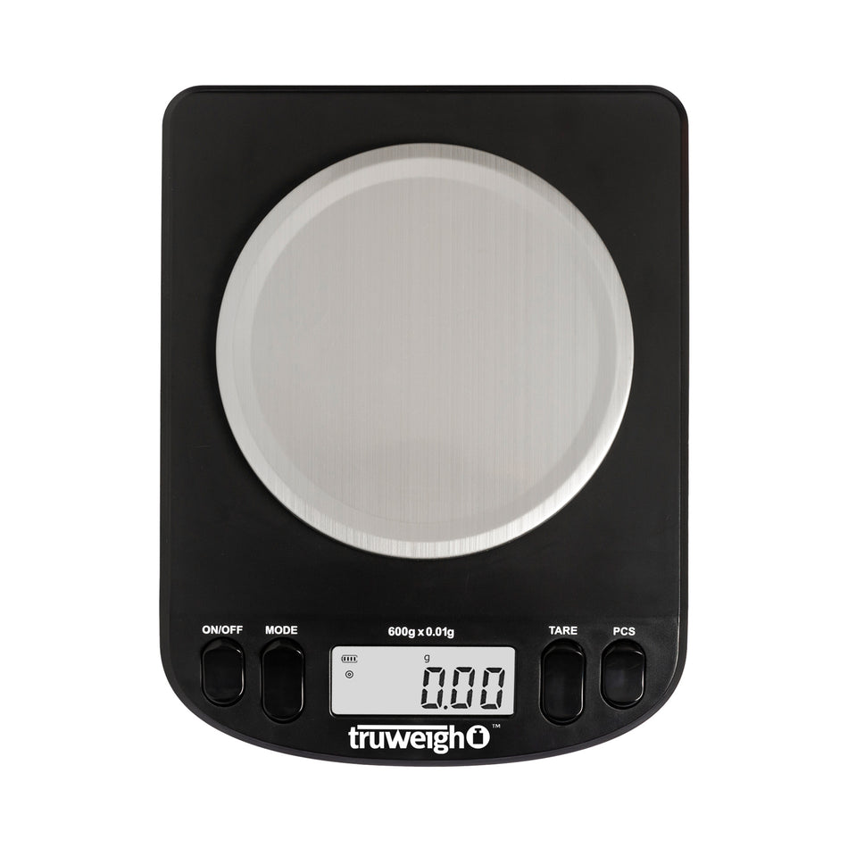 Truweigh Intrepid Series Black Compact Bench Scale w/ Calibration Weight – 600g x 0.01g