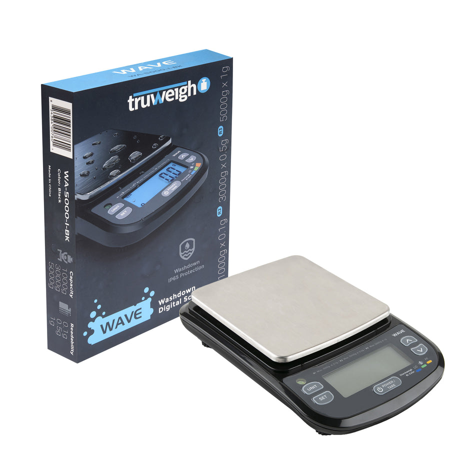 Truweigh Wave IP65 Rated Washdown Bench Scale / Black