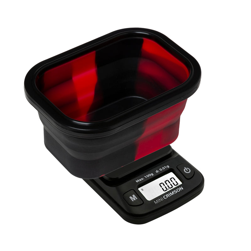 Truweigh Mini Crimson Scale Collapsible Bowl - 100g x 0.01g - Black / Red
