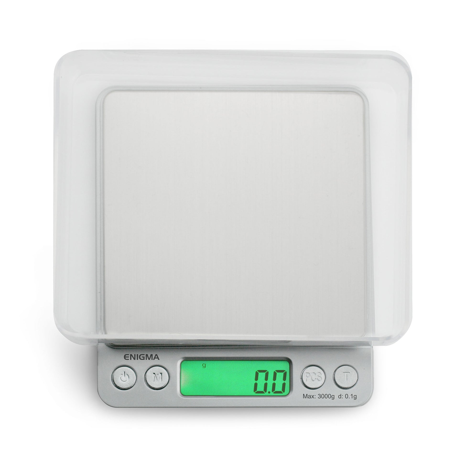 Truweigh Enigma Digital Mini Scale - 3000g x 0.1g Silver Kitchen Scale