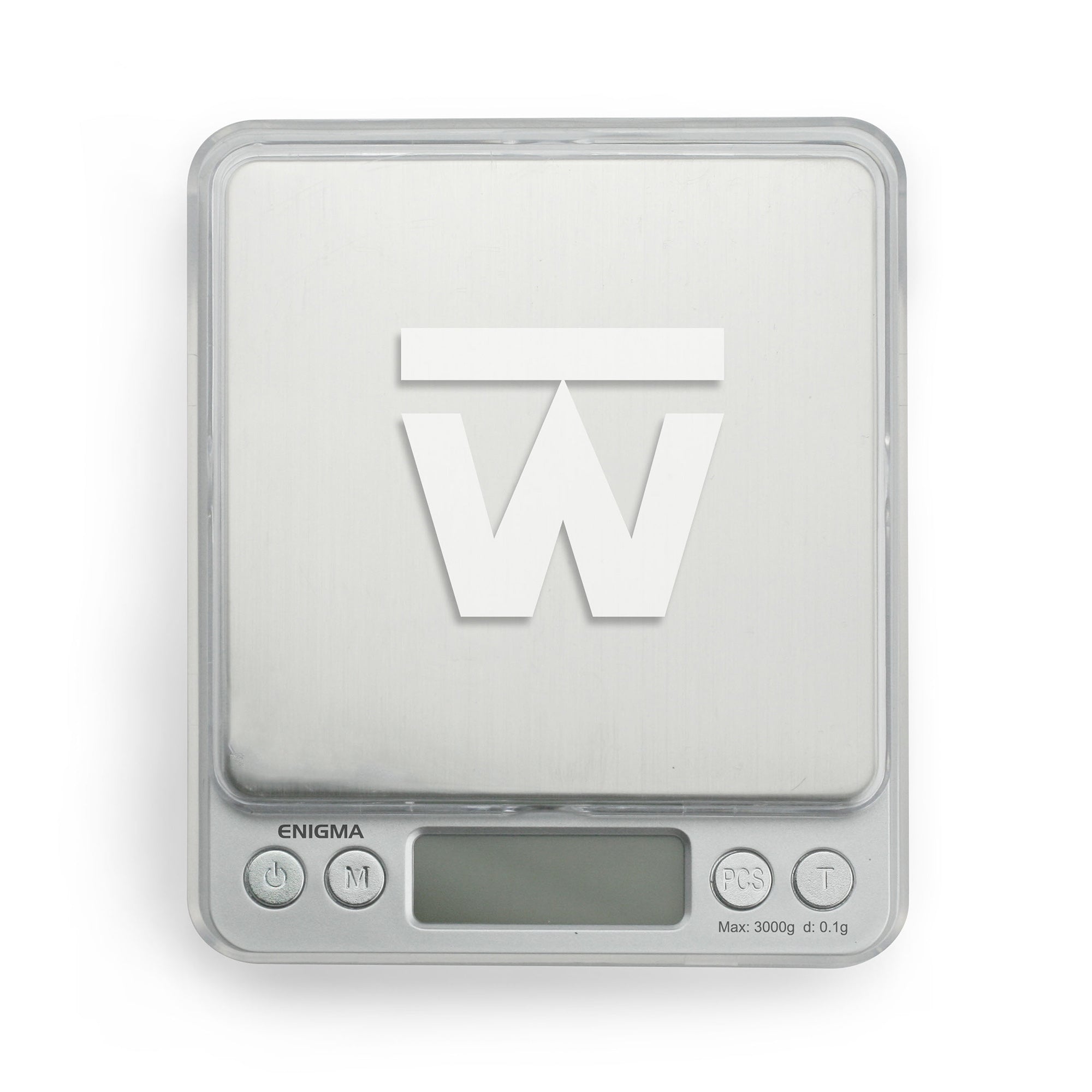 Truweigh Enigma Digital Mini Scale - 3000g x 0.1g Silver Kitchen Scale