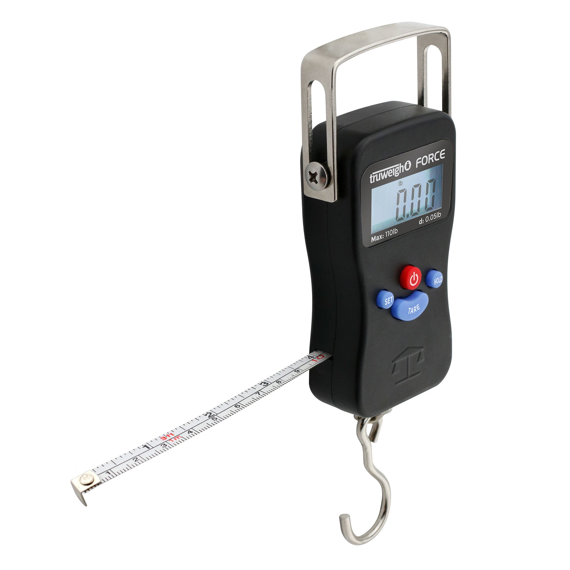 digital weight hook minimum maximum Truweigh Force Digital Hanging Scale w/ Hook - 110lb x 0.05lb