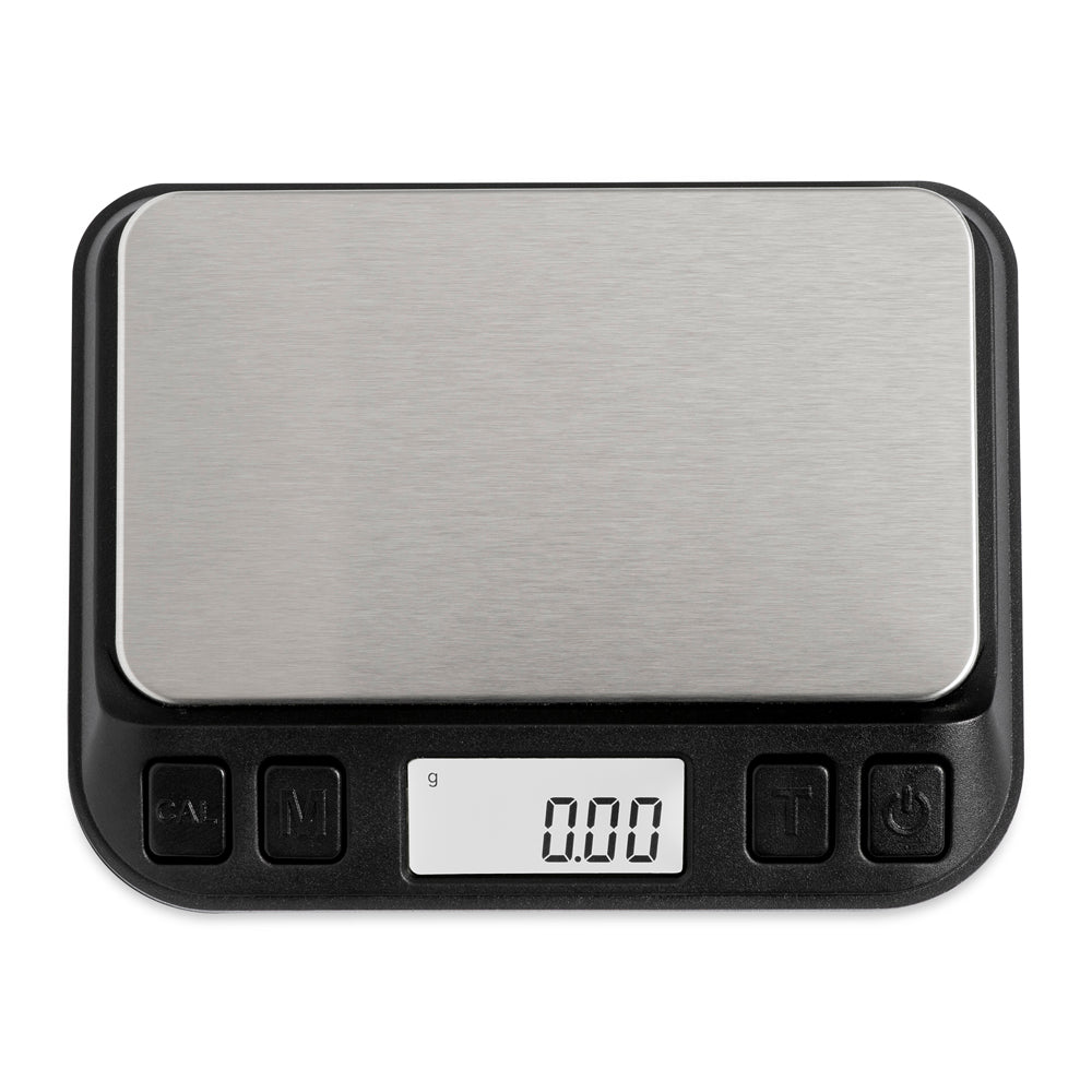 The Truweigh Zenith digital mini scale is turned on without the cover on