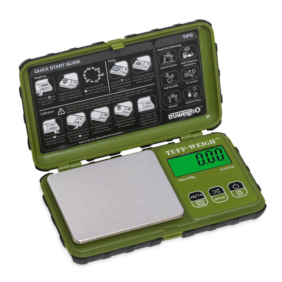 Truweigh Tuff-Weigh Digital Mini Scale - 200g x 0.01g - Green/Black