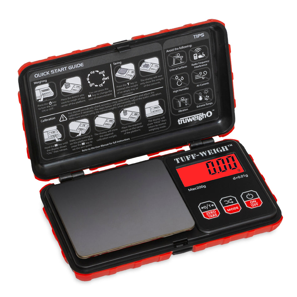Truweigh Tuff-Weigh Digital Mini Scale - 200g x 0.01g - Black/Red