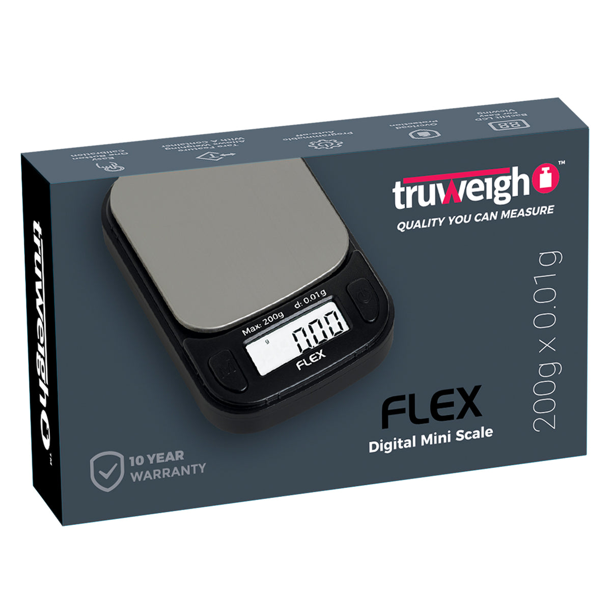 Mini Waigh Truweigh Flex Mini Scale – 200g x 0.01g - Black