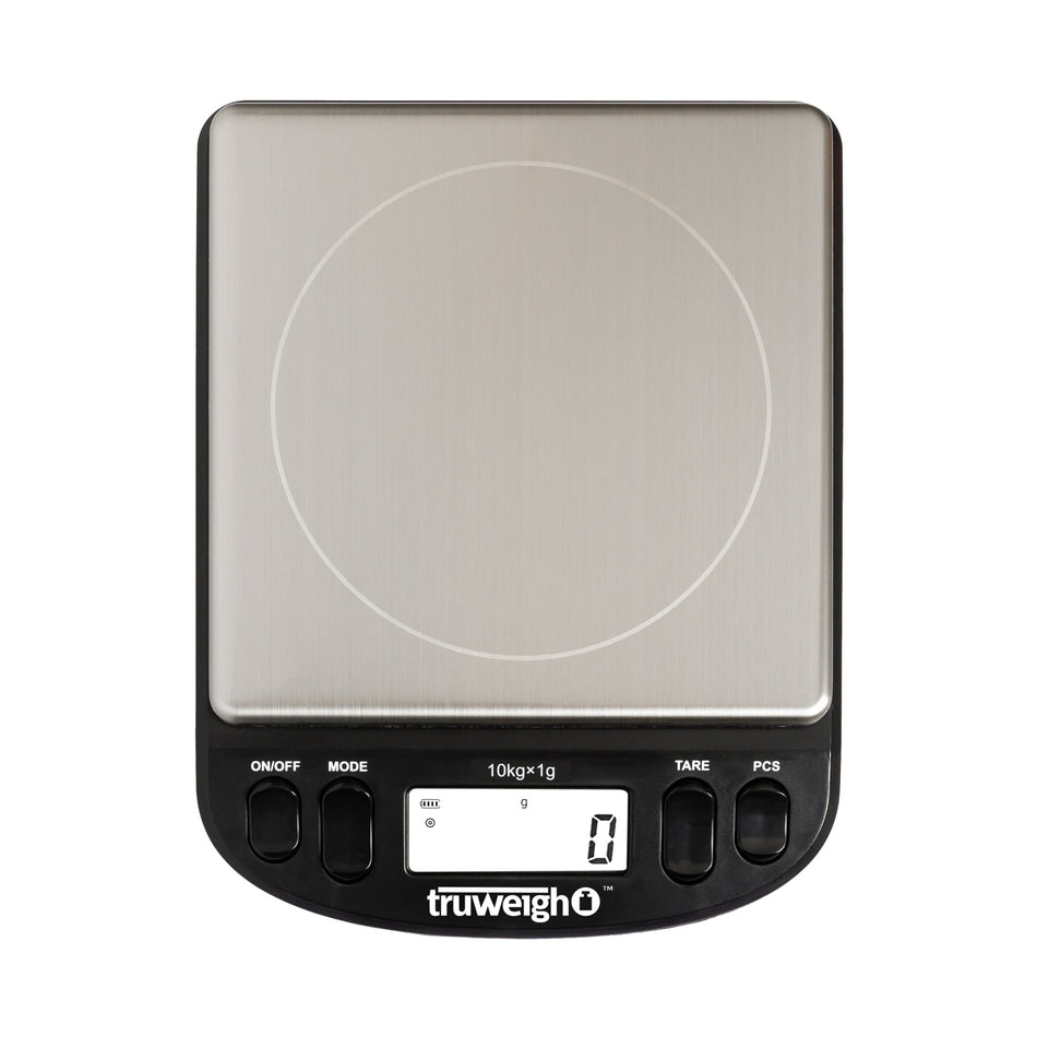 Truweigh Intrepid Series Black Compact Bench Scale with Bowl -  10kg x 1g