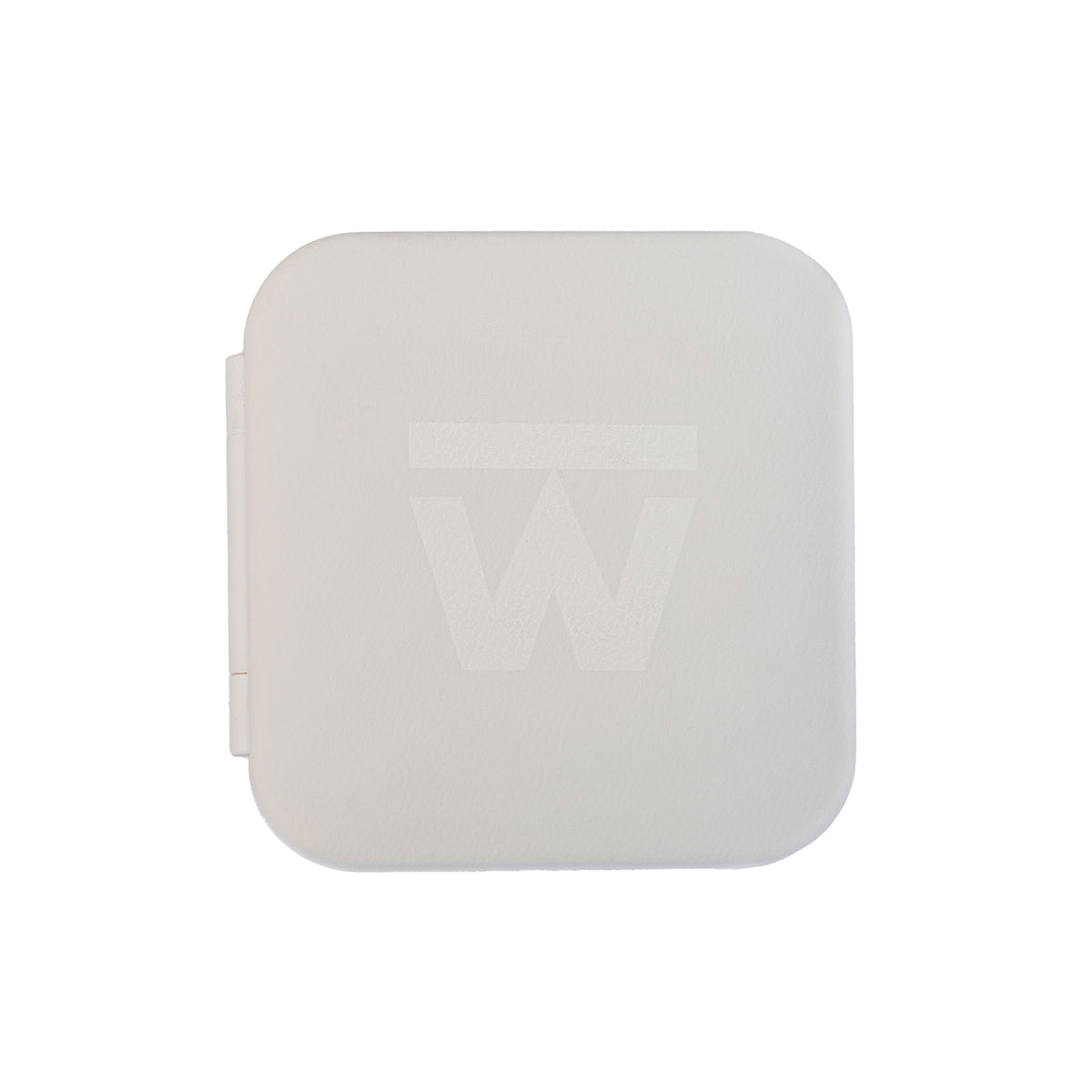 The white Truweigh Note pocket scale is shown closed