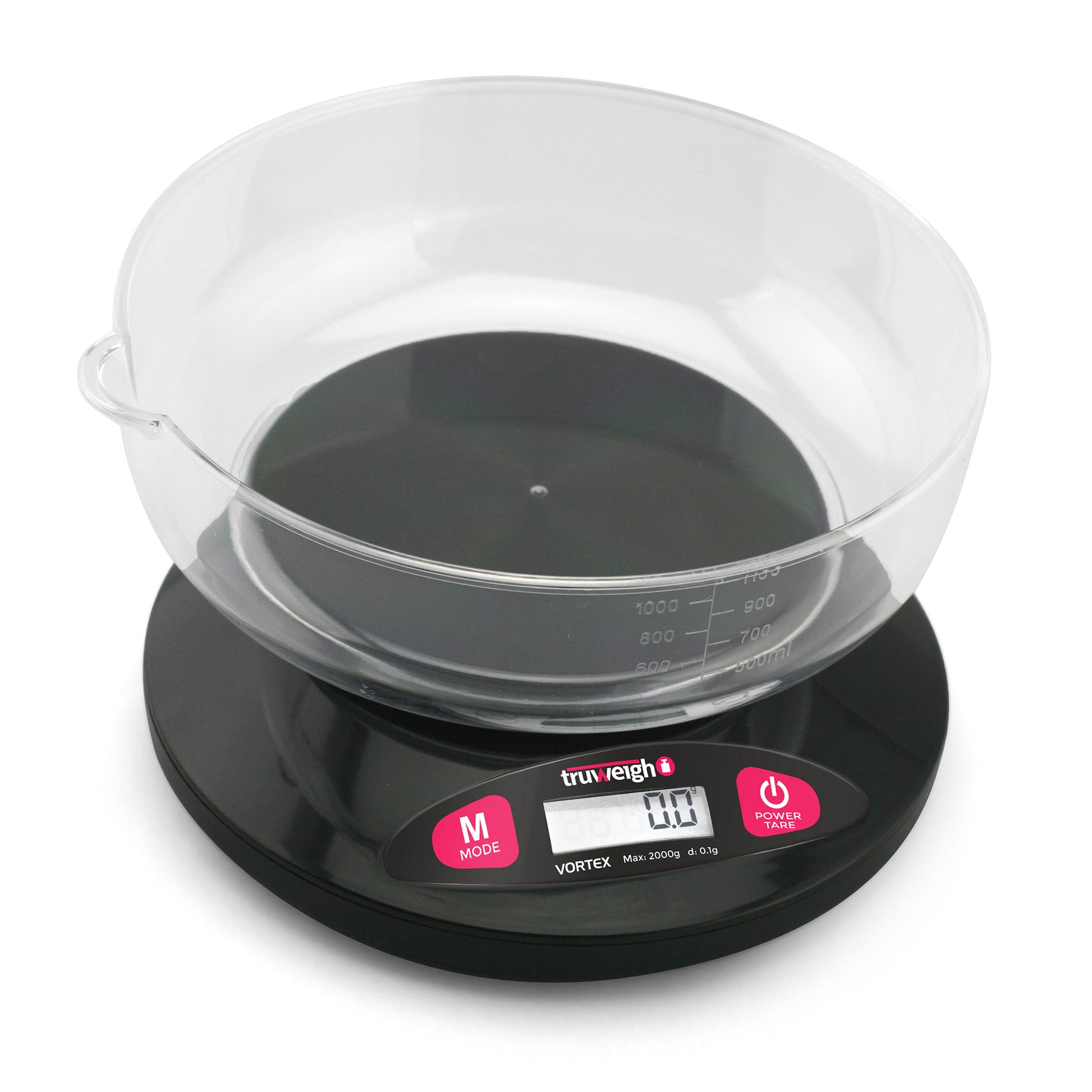 Truweigh Vortex Digital Kitchen Bowl Scale - 2000g x 0.1g - Black