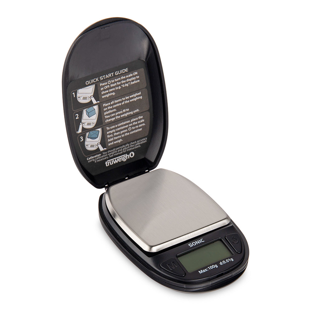Truweigh Sonic Digital Mini Scale - 100g x 0.01g - Black Compact Scale
