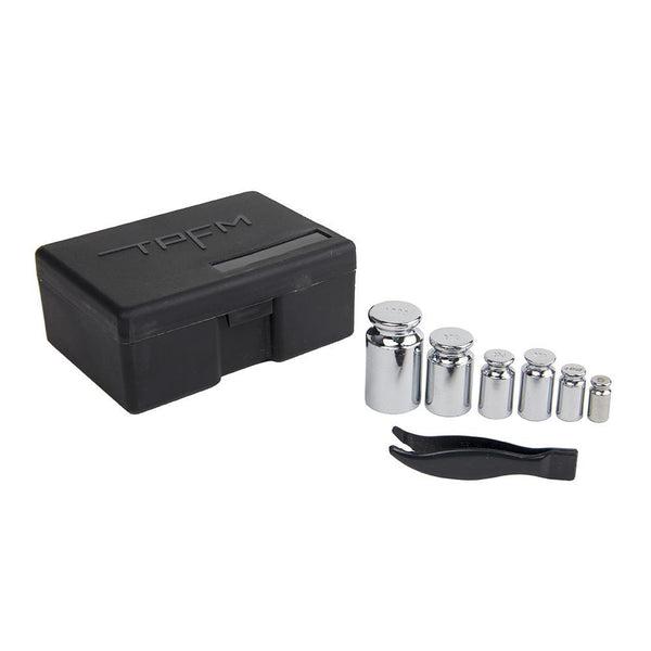Truweigh Black 8 Piece Calibration Weight Set Kit Case Box Tweezers 100g 50g 20g 10g 5g Accuracy Test Check Calibrate Calibrating Chromed Steel