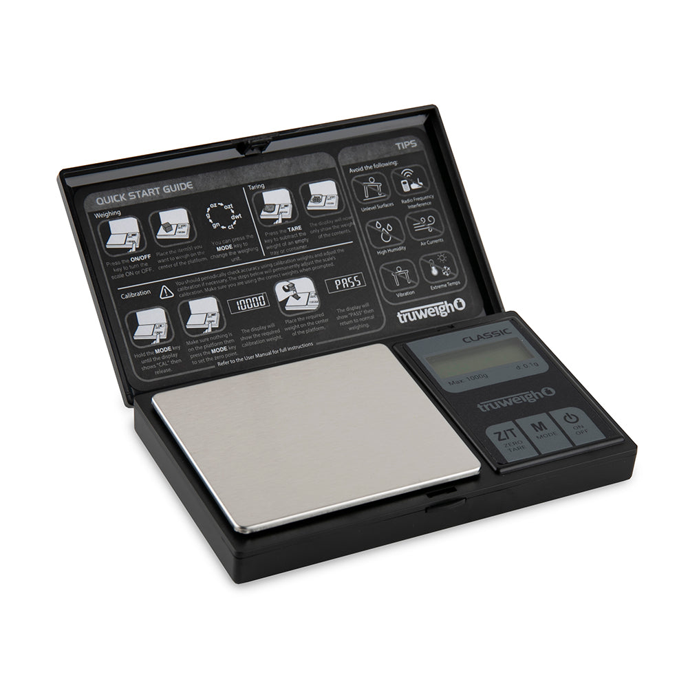 Truweigh Classic Digital Mini Scale - 1000g x 0.1g Black Pocket Scale
